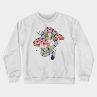 Snake and Mushrooms - Blush pastels Crewneck Sweatshirt